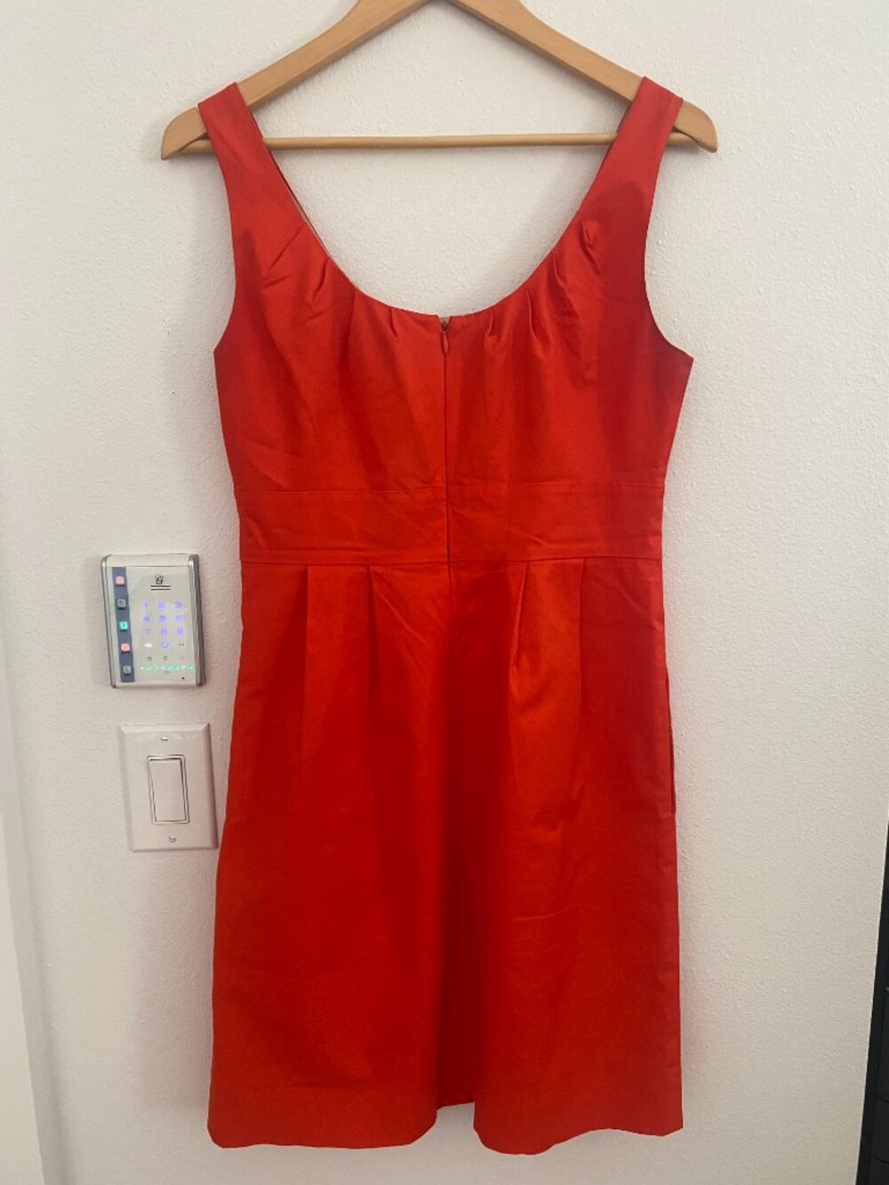 J.Crew Orange Sheath Dress Sleeveless Pleated Scoop Neck Career Cocktail Size 6 - Picture 2 of 3